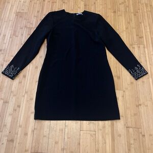 H&M Black Embellished Long Sleeve Sheath Dress
